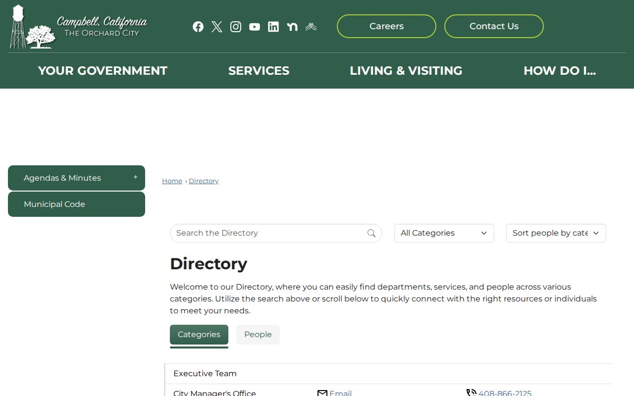 Campbell people directories staff directory with city department options