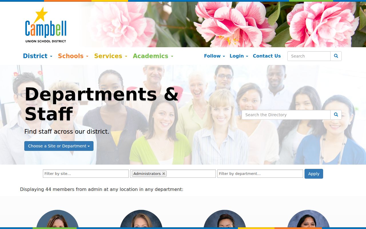 Campbell people directories Union School District staff directory page